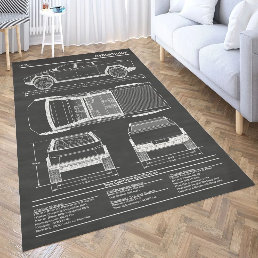 

Tesla Cybertruck вертикальный 3D печать комната спальня противоскользящие плюшевые коврики домашний модный ковер коврики Новинка Прямая поставка