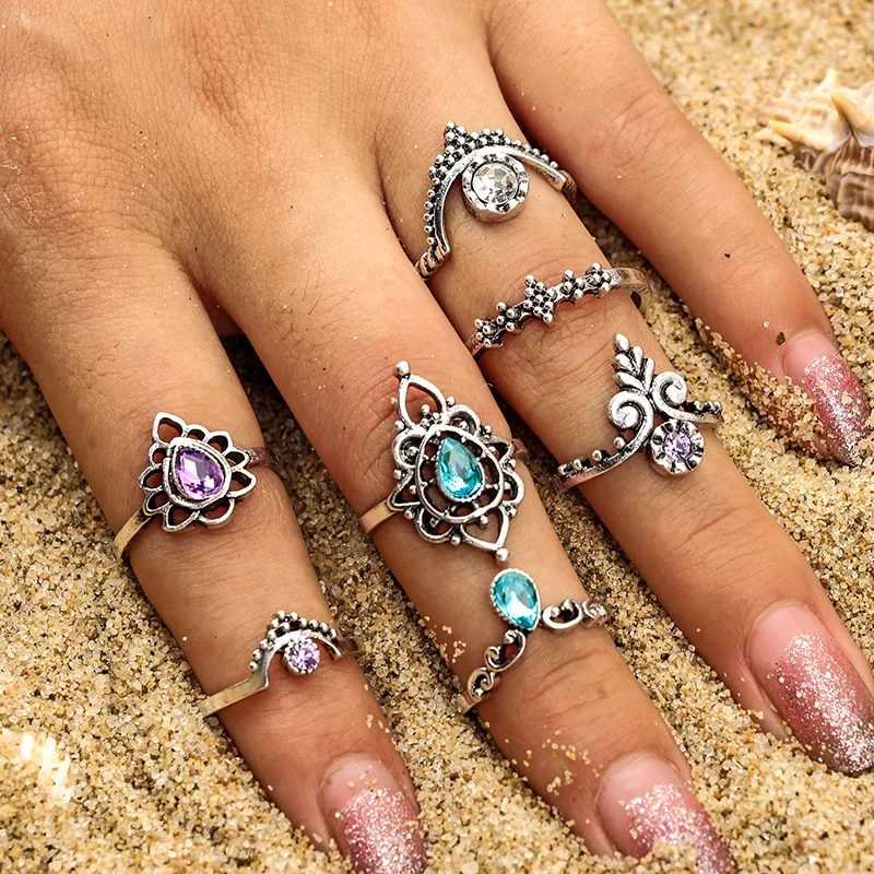 Женское винтажное водное кольцо с каплями Bague Femme геометрической формы в стиле