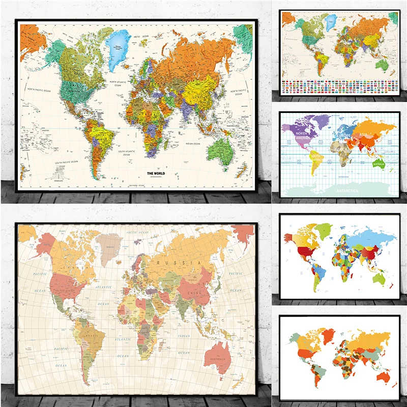 Colorful World Map Canvas Painting Home Decoration The Wall Art Posters and Prints Wall Art Pictures for Living Room No Frame
Colorful World Map Canvas Painting Home Decoration The Wall Art Posters and Prints Wall Art Pictures for Living Room No Frame
