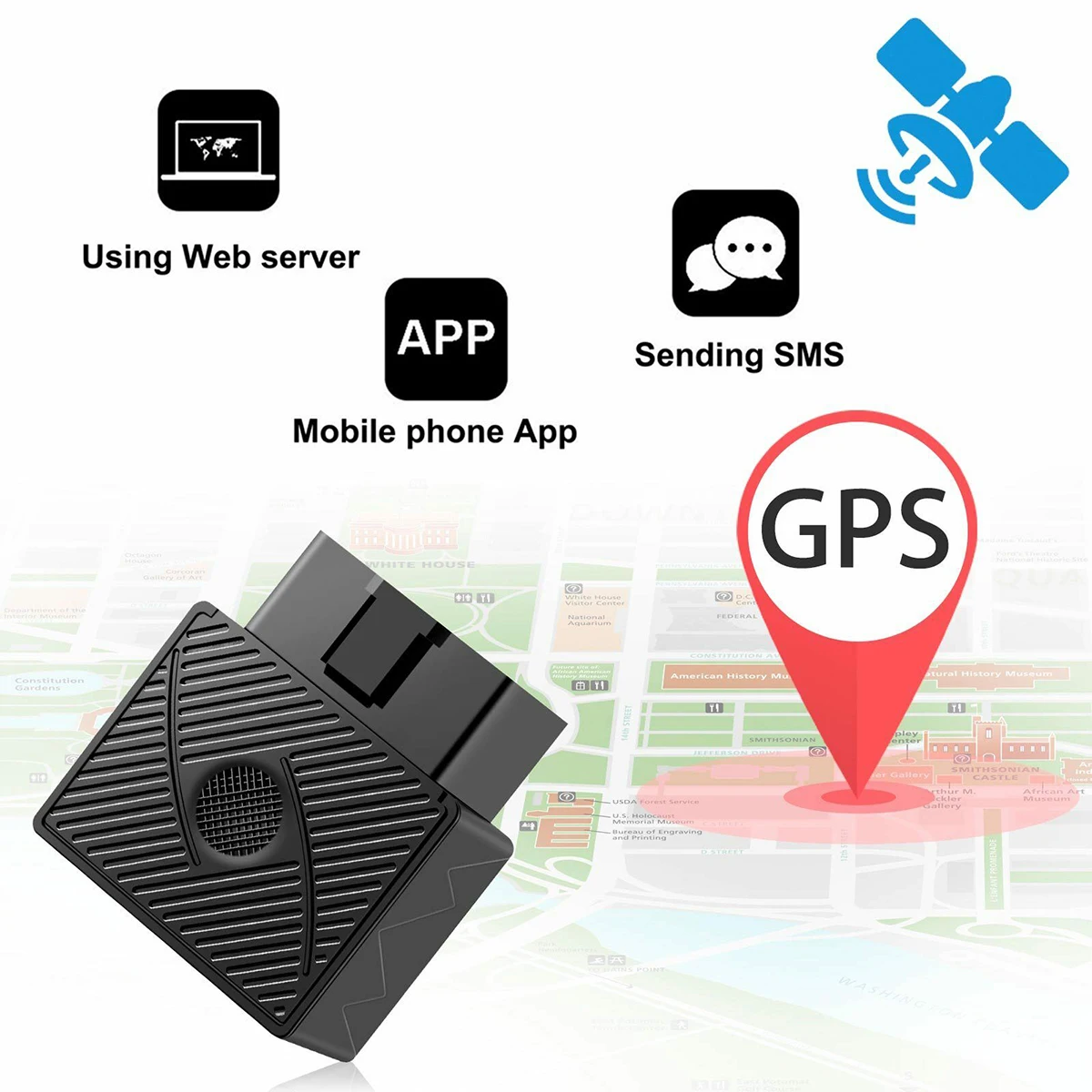 Автомобильный GPS трекер OBD устройство для отслеживания в реальном времени GSM SIM GPRS