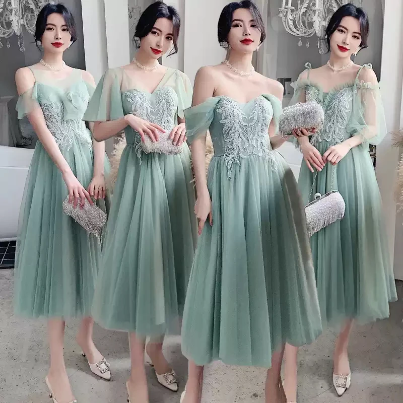 Bridesmaids Dresses V-Neck Embroidery Sequined Short A-Line Ankle-Length Off The Shoulder Vintage Women Wedding Party Gown E495
Bridesmaids Dresses V-Neck Embroidery Sequined Short A-Line Ankle-Length Off The Shoulder Vintage Women Wedding Party Gown E495