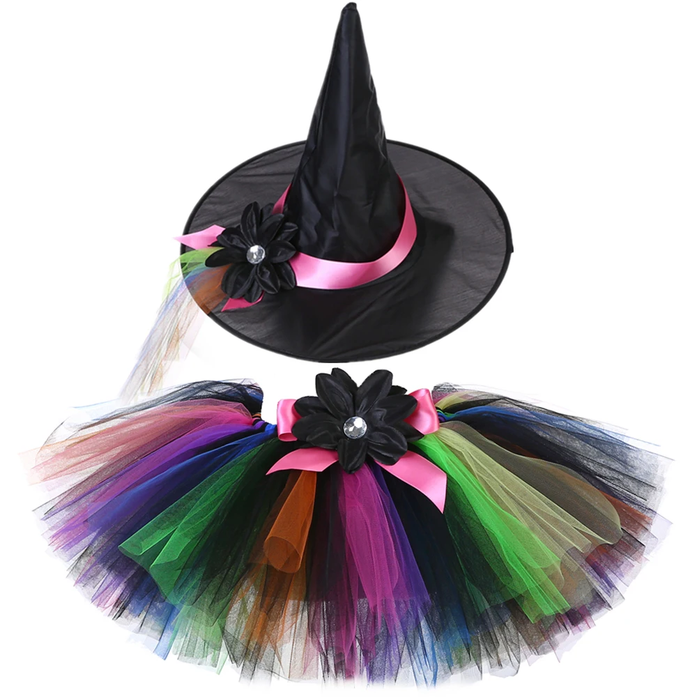 

Witch Tutu Skirt with Hat Colorful Tulle Skirt Girls Costumes for Halloween Carnival Party Baby Kids Tutus Girls Skirts Outfits