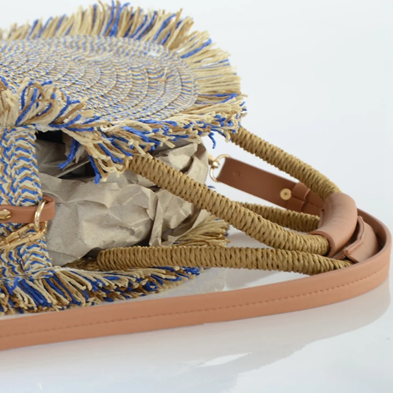Bohemian Round Women Straw Woven Bag Fashion Hand-Woven Rattan Shoulder Bag Big Capacity Casual Tote Beach Bag
Bohemian Round Women Straw Woven Bag Fashion Hand-Woven Rattan Shoulder Bag Big Capacity Casual Tote Beach Bag