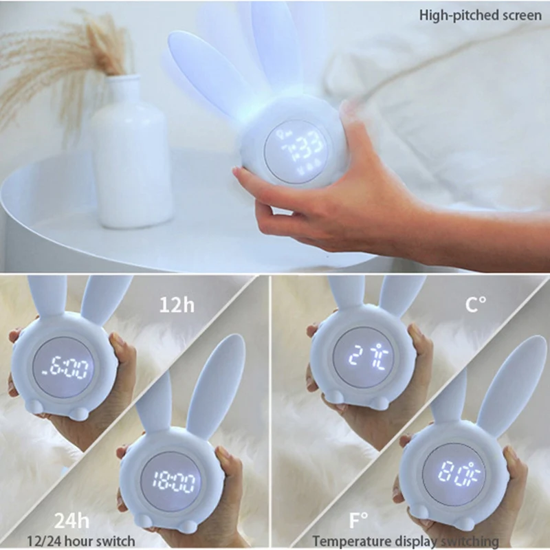 Multi-function Alarm Clock Rabbit Shape Temperature Display USB Charging Bedside Alarm Clock With Voice Control Night Light
Multi-function Alarm Clock Rabbit Shape Temperature Display USB Charging Bedside Alarm Clock With Voice Control Night Light