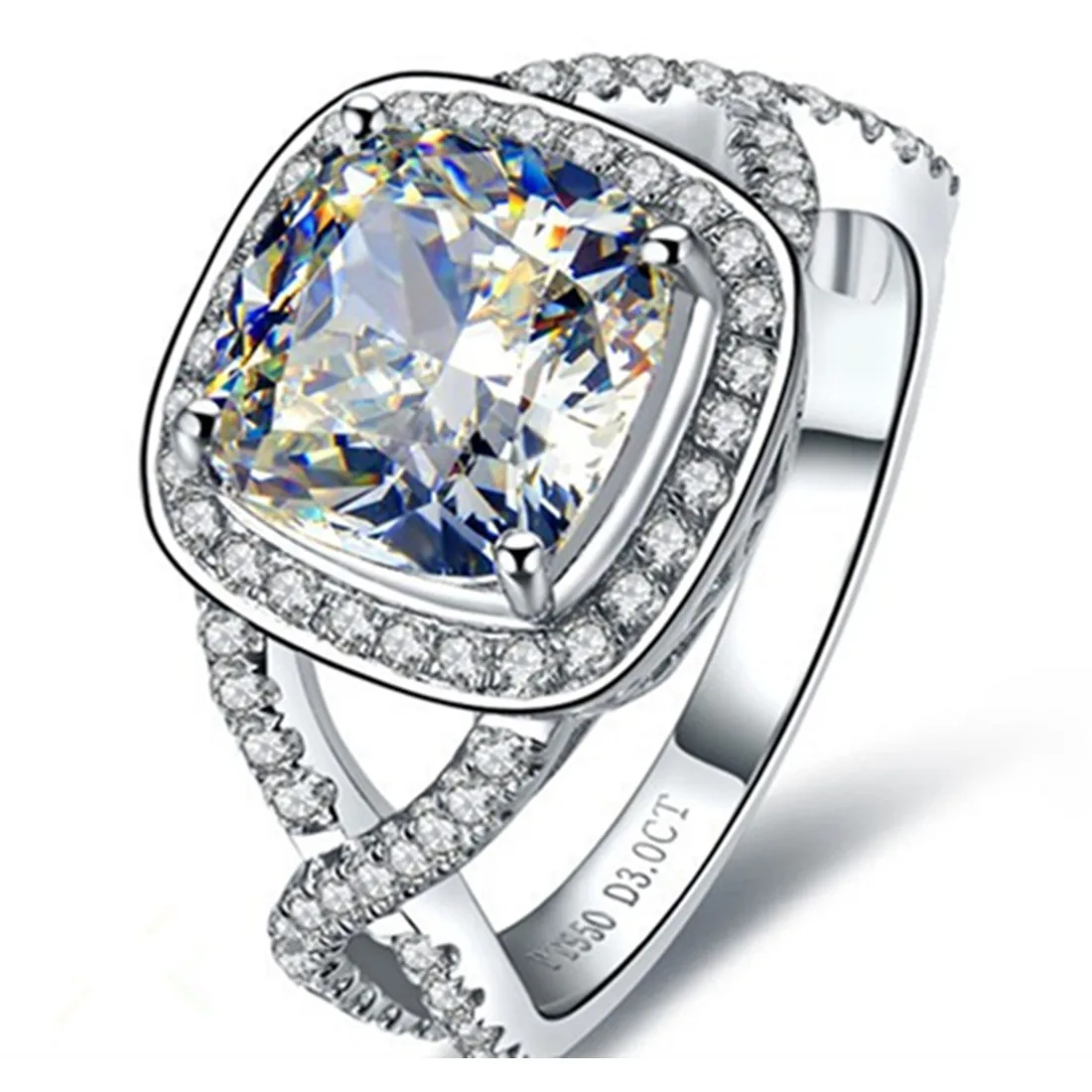 Sterling Silver Test Positive Cushion Ring Brilliant 3CT Moissanite Cushion Diamond Ring S925 Engagement Women Jewelry Valueable
Sterling Silver Test Positive Cushion Ring Brilliant 3CT Moissanite Cushion Diamond Ring S925 Engagement Women Jewelry Valueable