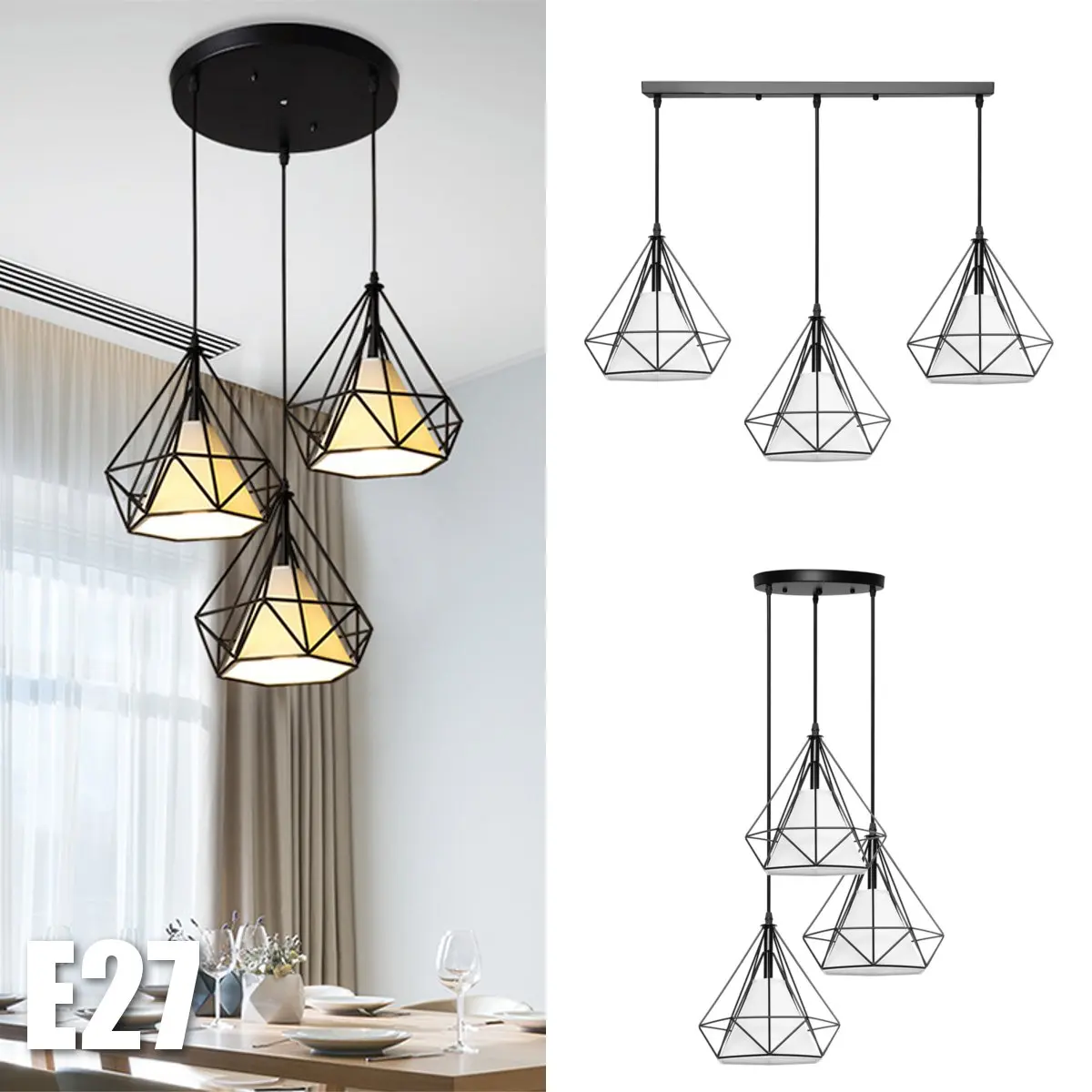 Vintage Pendant Lamp Iron Cloth Lampshade Black Restaurant/Teahouse Indoor Iron Chain Lightings Modern Pendant Lights 3 Heads
Vintage Pendant Lamp Iron Cloth Lampshade Black Restaurant/Teahouse Indoor Iron Chain Lightings Modern Pendant Lights 3 Heads