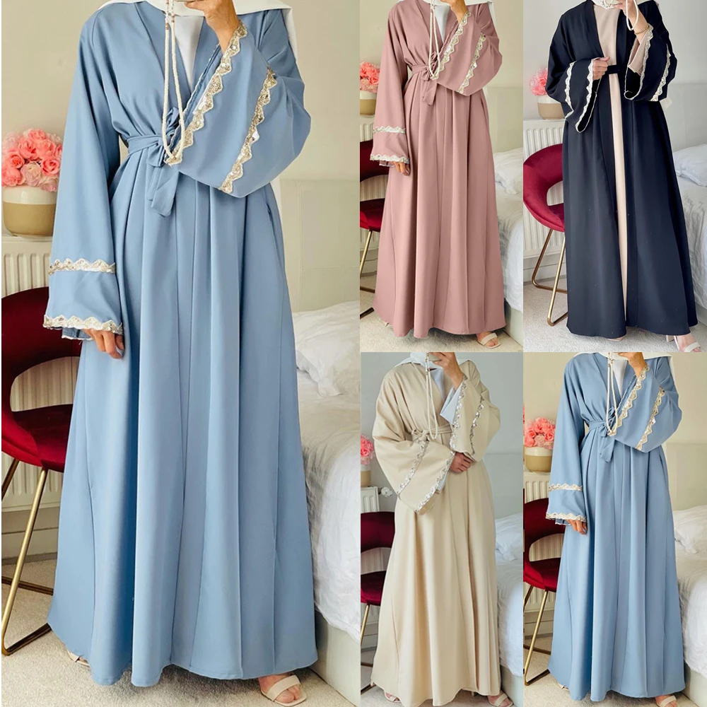 Dubai Lace Open Abaya Muslim Women Hijab Dress Kimono Kaftan Turkey Islamic Clothing Arabic Robe Moroccan Caftan Cardigan Abayas
Dubai Lace Open Abaya Muslim Women Hijab Dress Kimono Kaftan Turkey Islamic Clothing Arabic Robe Moroccan Caftan Cardigan Abayas