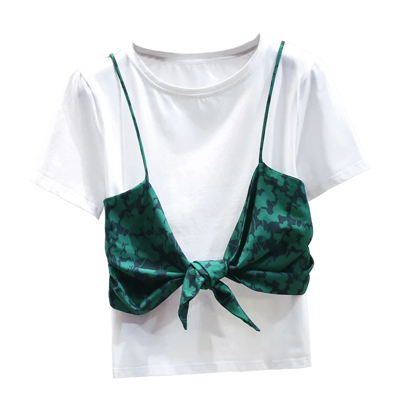 2021 New Suspender Short-Sleeved T-shirt False Two-Piece Suit Stitching T Shirt Female Tops Womens Loose Casual Tshirt Woman Tee
2021 New Suspender Short-Sleeved T-shirt False Two-Piece Suit Stitching T Shirt Female Tops Womens Loose Casual Tshirt Woman Tee