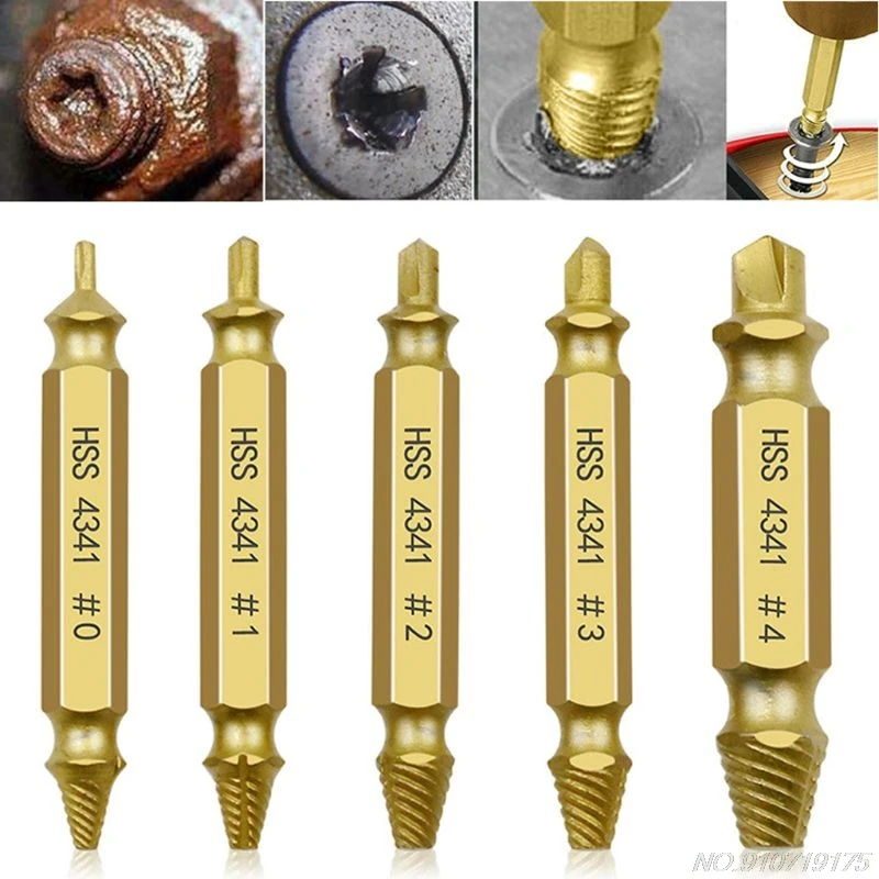 5pcs/set Double Side Drill Out Damaged Screw Extractor Titanium Plating Remover Broken Worn Bolt Stud Removal Tool D02 20
5pcs/set Double Side Drill Out Damaged Screw Extractor Titanium Plating Remover Broken Worn Bolt Stud Removal Tool D02 20