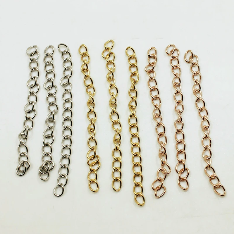 

20pcs/lot Stainless Steel Gold Rose Gold Steel Tone 5CM 0.6X3X4mm Extend Tail Bulk Chain Fit DIY Bracelet Jewelry Making Finding