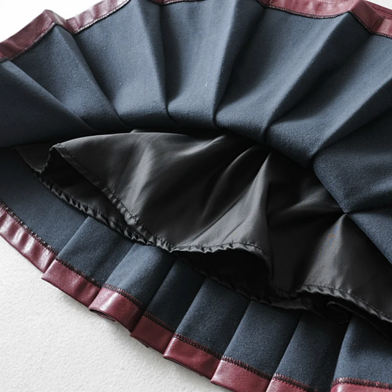 Autumn Mini Pleated PU Leather Skirts High Waist College Style Burgundy A-line Short Leather Skirt
Autumn Mini Pleated PU Leather Skirts High Waist College Style Burgundy A-line Short Leather Skirt