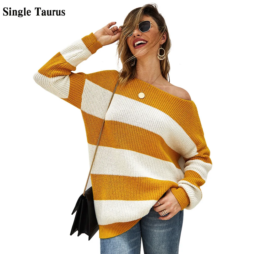 Female Sexy Striped Sweater Tops O Neck Long Sleeve Loose Streetwear Casual Knitwear Korean Autumn Winter Elegant Knit Sweaters
Female Sexy Striped Sweater Tops O Neck Long Sleeve Loose Streetwear Casual Knitwear Korean Autumn Winter Elegant Knit Sweaters