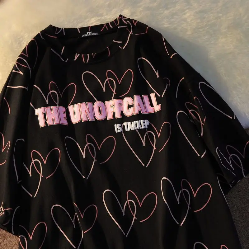 Love printed T-shirt women's short-sleeved tops 2021 summer new Korean fashion preppy style tie-dye casual loose t-shirts trend
Love printed T-shirt women's short-sleeved tops 2021 summer new Korean fashion preppy style tie-dye casual loose t-shirts trend