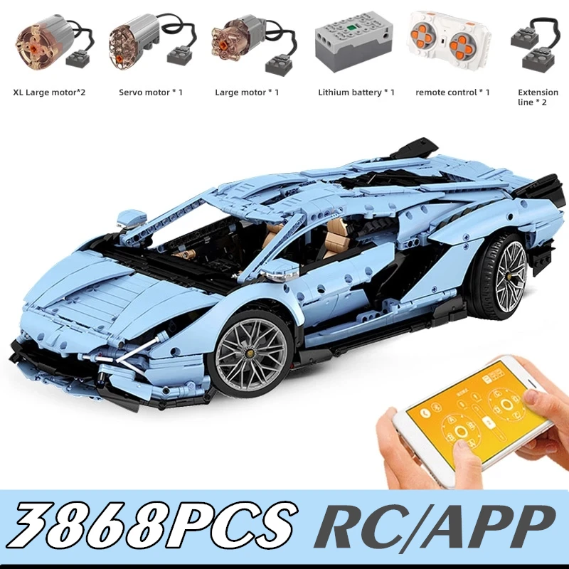 

New Lamborghinies APP RC Remote Control Car Racing Model Motor Technical Building Blocks Bricks Kids Toy Christmas Gifts Toys