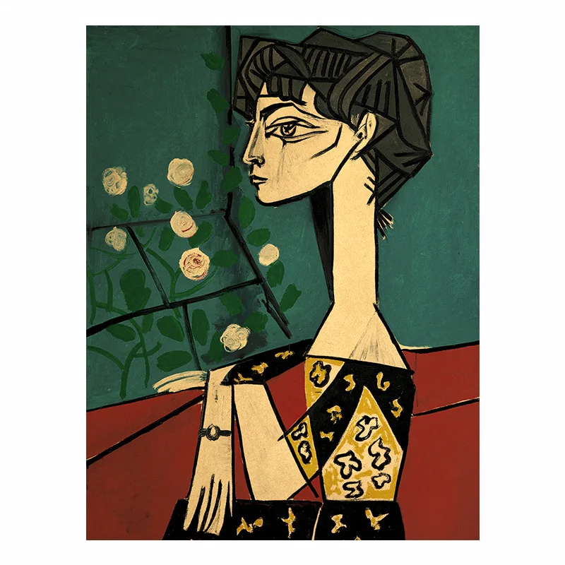 Picasso Jacqueline and flowers poster decoration painting retro wall stickers bar cafe room pictures
Picasso Jacqueline and flowers poster decoration painting retro wall stickers bar cafe room pictures