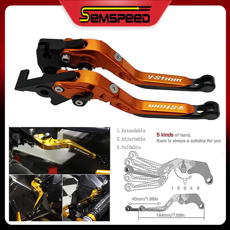 Motorcycle Clutch Brake Levers V-Strom Logo For SUZUKI 250 V-Strom 2018 2019 2020 SEMSPEED CNC Folding Extendable Levers
Motorcycle Clutch Brake Levers V-Strom Logo For SUZUKI 250 V-Strom 2018 2019 2020 SEMSPEED CNC Folding Extendable Levers