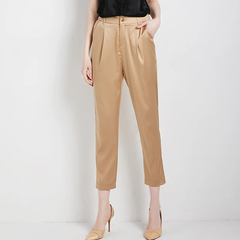 100% Silk Pants Women Loose Simple Design High Elastic Waist Ankle Length Pants Solid Casual Pants 2 Colors Elegant New Fashion
100% Silk Pants Women Loose Simple Design High Elastic Waist Ankle Length Pants Solid Casual Pants 2 Colors Elegant New Fashion