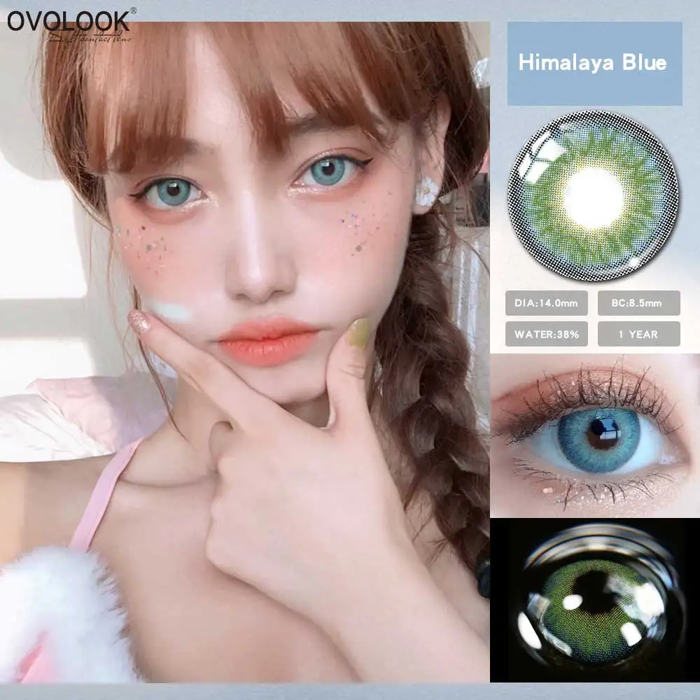 

OVOLOOK-2pcs/pair Beautiful Lenses Himalaya 3 Tone Colored Lenses for Eyes Contact Lenses Eye Color Lens Color Contacts Yearly