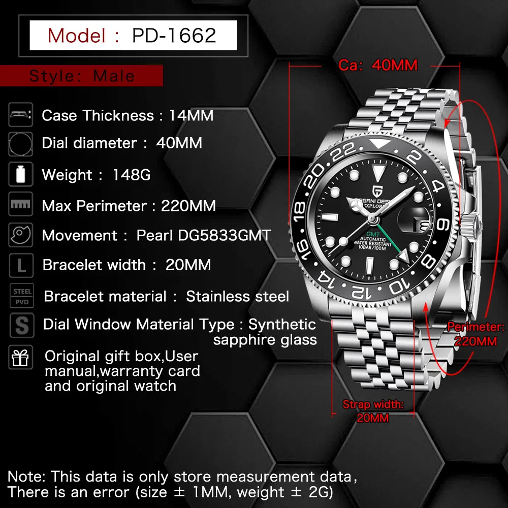 2020 PAGANI DESIGN Automatic Mechanical Watch Men Luxury Brand Sapphire Glass Black Ceramic Bezel 100M Waterproof Mens Watches
2020 PAGANI DESIGN Automatic Mechanical Watch Men Luxury Brand Sapphire Glass Black Ceramic Bezel 100M Waterproof Mens Watches