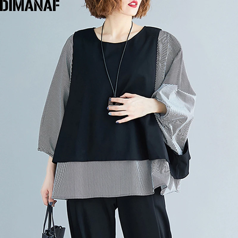 DIMANAF Plus Size Women Blouse Shirts Autumn Oversize Casual Lady Tops Tunic Batwing Sleeve Loose Female Clothes Spliced Striped
DIMANAF Plus Size Women Blouse Shirts Autumn Oversize Casual Lady Tops Tunic Batwing Sleeve Loose Female Clothes Spliced Striped