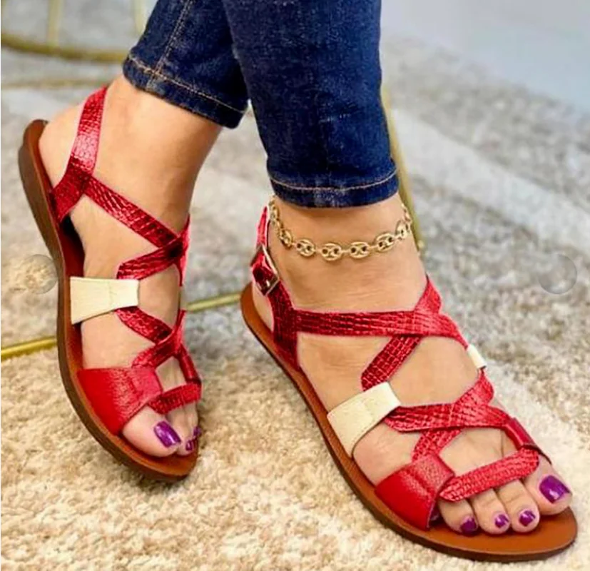 Casual Women's Sandals Solid Color Open Toe Classic Cross Vamp Fashion All-match Flat-bottomed Women's Sandals 2021
Casual Women's Sandals Solid Color Open Toe Classic Cross Vamp Fashion All-match Flat-bottomed Women's Sandals 2021