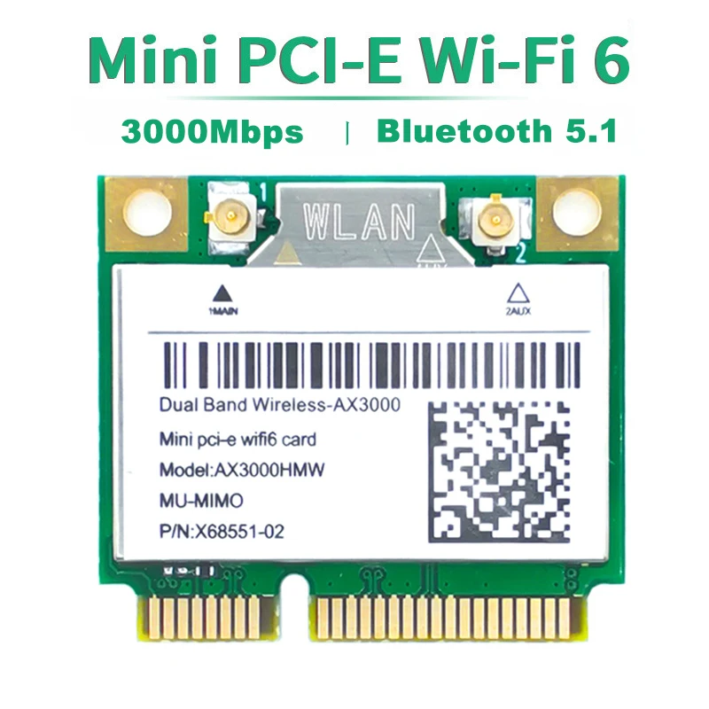 Wi-Fi 6 3000 Мбит/с Bluetooth 5 1 MPE-AX3000H AX3000HMW для Intel AX200 Беспроводной Mini PCI-E кард-802.11ax/ac 2 4 г/5