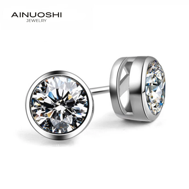 AINUOSHI Bezel Settings Round Cut 5mm 6mm SONA Diamond Simple Stud Earrings For Women 925 Silver Jewelry Gifts
AINUOSHI Bezel Settings Round Cut 5mm 6mm SONA Diamond Simple Stud Earrings For Women 925 Silver Jewelry Gifts