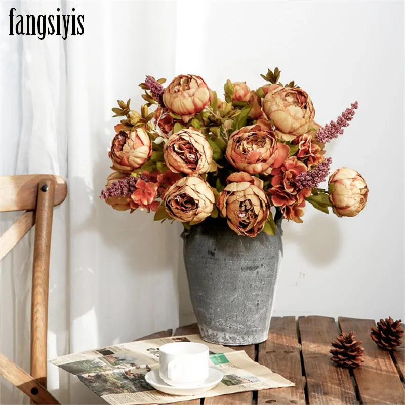 High quality silk flower 1 bouquet 13 heads simulation flower autumn bright rose peony fake leaf wedding home party decoration
High quality silk flower 1 bouquet 13 heads simulation flower autumn bright rose peony fake leaf wedding home party decoration