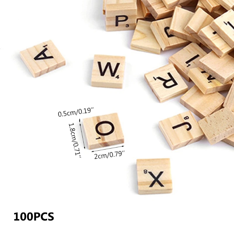 100 Pcs Wooden Scra-bble Tiles, Scra-bble Letters for Crafts, Making Alphabet Coasters and Scra-bble Crossword Game
100 Pcs Wooden Scra-bble Tiles, Scra-bble Letters for Crafts, Making Alphabet Coasters and Scra-bble Crossword Game