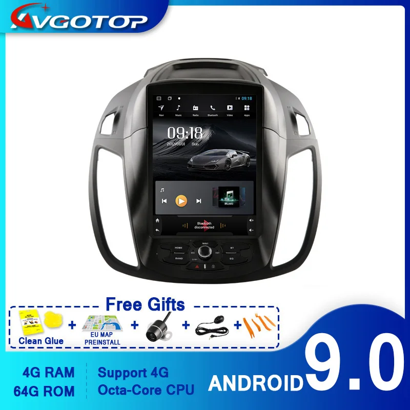 AVGOTOP Android 9 0 Tesla вертикальный экран Авто DVD GPS автомобильное радио для Ford Kuga 2013 2018