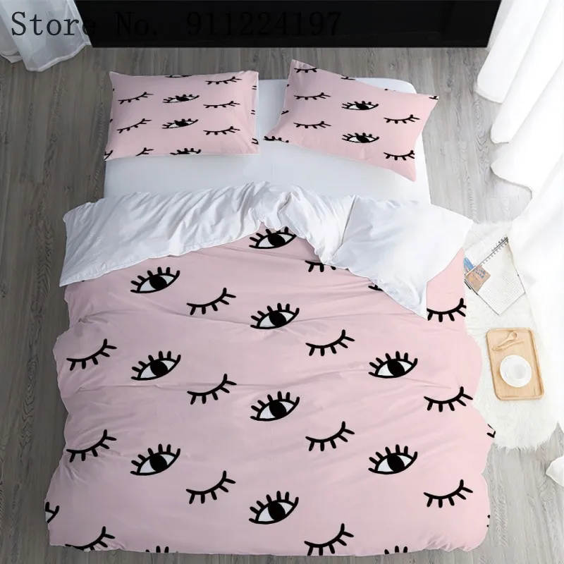 Simple Comforter Bedding Set Eye Lashes Printing Duvet Cover Kids Adult Quilt Cover Set Microfiber Five Colors Bedclothes
Simple Comforter Bedding Set Eye Lashes Printing Duvet Cover Kids Adult Quilt Cover Set Microfiber Five Colors Bedclothes