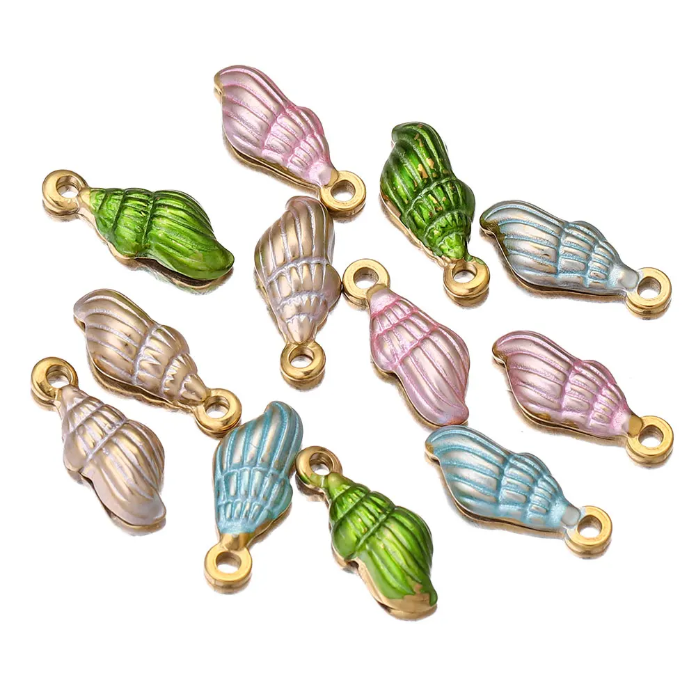 5pcs/lot Stainless Steel Enamel Conch Sea Shell Charm Ocean Pendants Charms DIY Pendant Necklace Bracelet Jewelry Making Earring
5pcs/lot Stainless Steel Enamel Conch Sea Shell Charm Ocean Pendants Charms DIY Pendant Necklace Bracelet Jewelry Making Earring