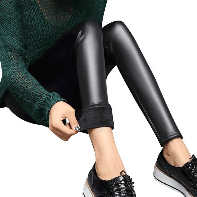 Women Winter Faux Leather Velvet Warm Pants High Waist Trousers Thick Stretch Fleece Lining Skinny Ankle-Length Pants
Women Winter Faux Leather Velvet Warm Pants High Waist Trousers Thick Stretch Fleece Lining Skinny Ankle-Length Pants