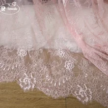 3 м/шт. Изысканная французская кружевная ткань с ресницами белая