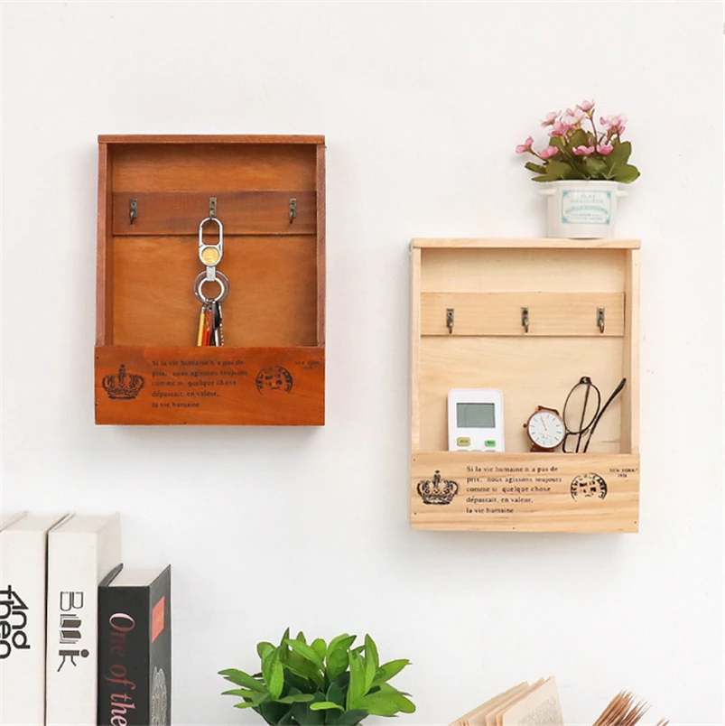 Creative Wooden Wall Shelf Decoration Eco-friendly Non-toxic Wood Shelf Hooks Vintage Wall Hanging Key Box
Creative Wooden Wall Shelf Decoration Eco-friendly Non-toxic Wood Shelf Hooks Vintage Wall Hanging Key Box