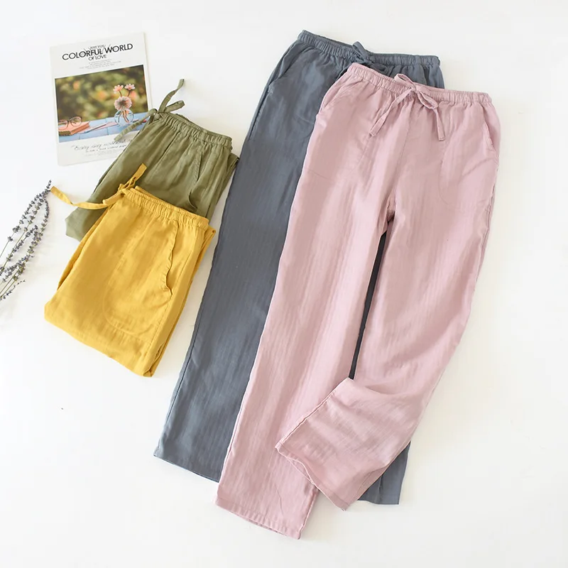 Sleep Bottoms Couple Pants Spring Summer Cotton Double-layer Home Pant Thin Section Plus Size Loose Comfortable Lady Sleepwear
Sleep Bottoms Couple Pants Spring Summer Cotton Double-layer Home Pant Thin Section Plus Size Loose Comfortable Lady Sleepwear