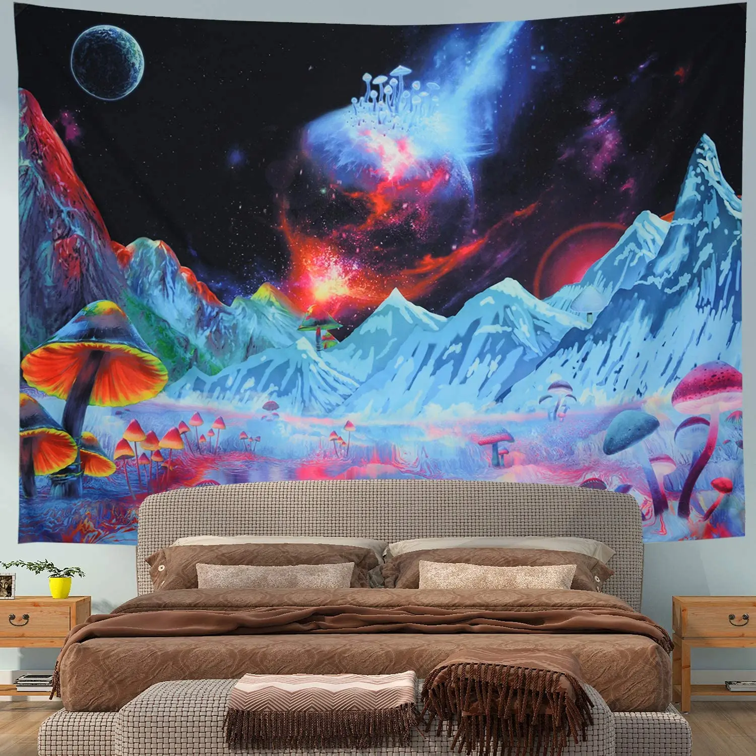 Psychedelic Mountain Crazy Mushroom Tapestry Trippy Galaxy Wall Hanging Home Decor
Psychedelic Mountain Crazy Mushroom Tapestry Trippy Galaxy Wall Hanging Home Decor