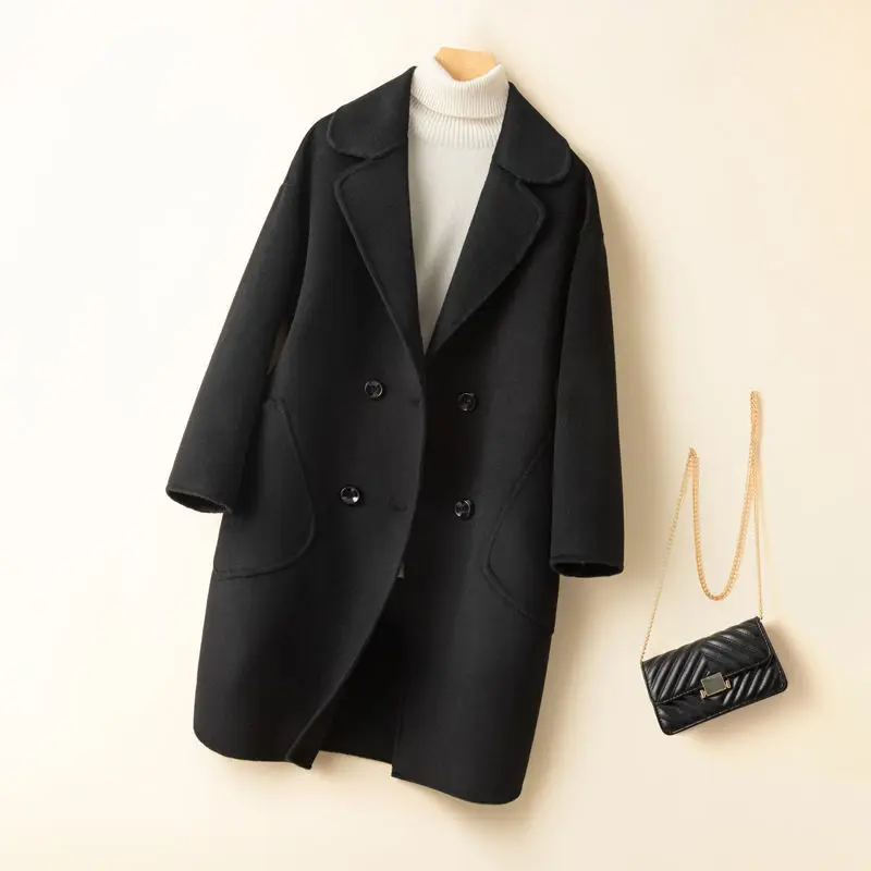 Double-Sided Cshmere Coat Women 2021 New Korean High-End Loose Elegant Woolen Female Wearcoat Spring Lady Long Wool Jacket W13
Double-Sided Cshmere Coat Women 2021 New Korean High-End Loose Elegant Woolen Female Wearcoat Spring Lady Long Wool Jacket W13