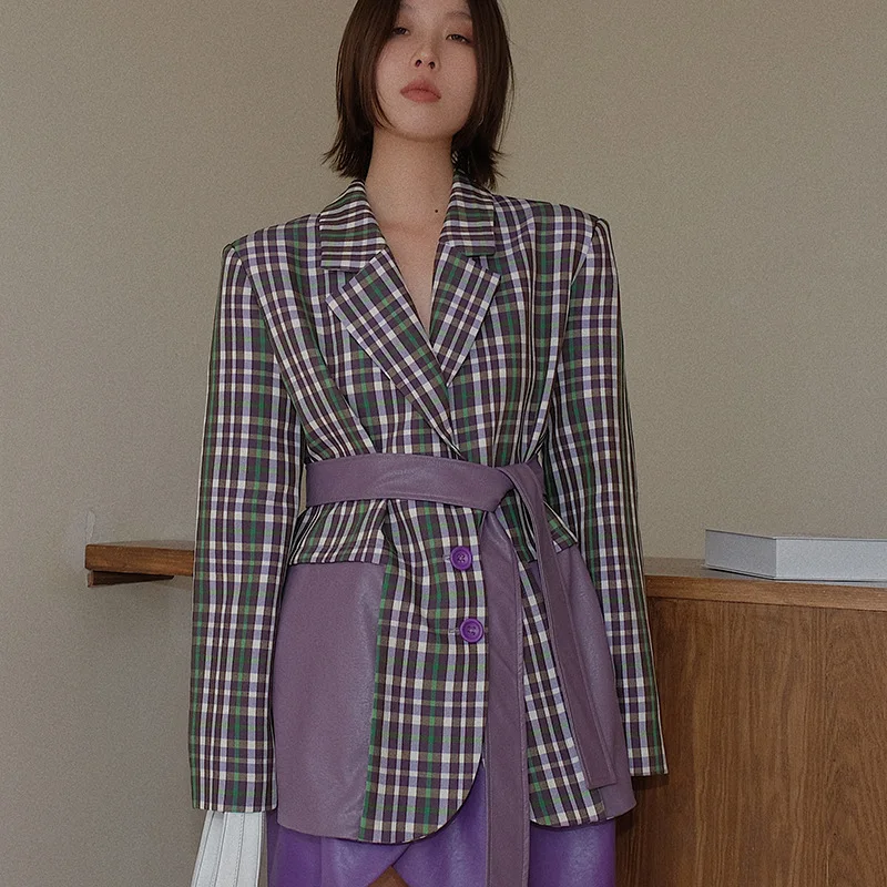 ZCSMLL Women's Blazer New Autumn Suit Professional Leather Stitching Commuter Plaid Waist Small Suit Plaid Blazers Casual
ZCSMLL Women's Blazer New Autumn Suit Professional Leather Stitching Commuter Plaid Waist Small Suit Plaid Blazers Casual