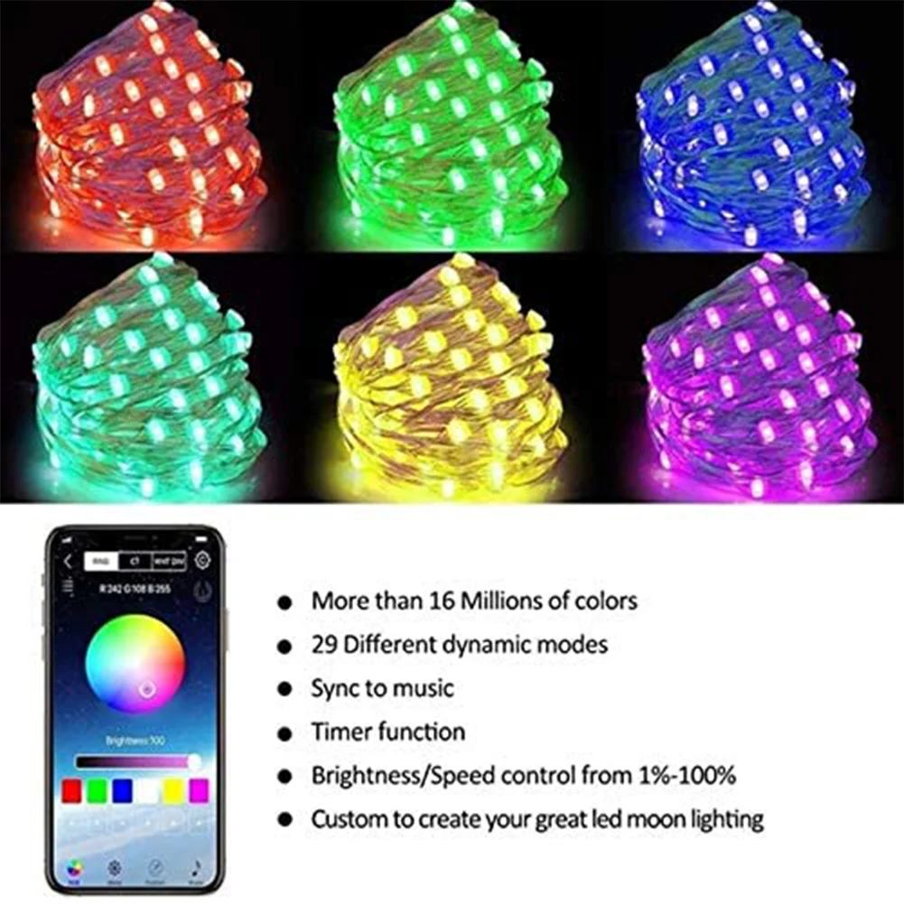 Colorful Christmas Garland Lamp Decor Wedding Home Indoor Decoration USB Bluetooth-compatible App Control LED String Light
Colorful Christmas Garland Lamp Decor Wedding Home Indoor Decoration USB Bluetooth-compatible App Control LED String Light