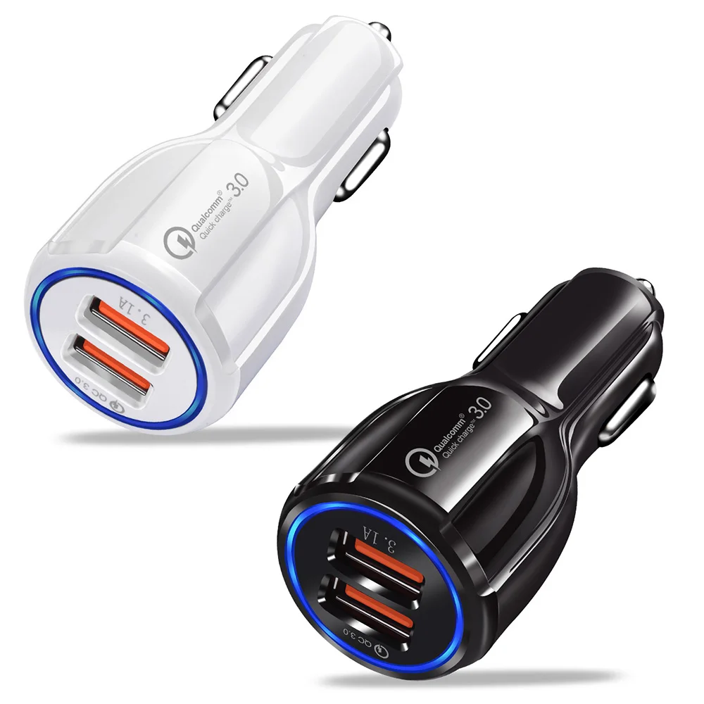Автомобильное зарядное устройство с двумя портами USB для быстрой зарядки 3 0 2
