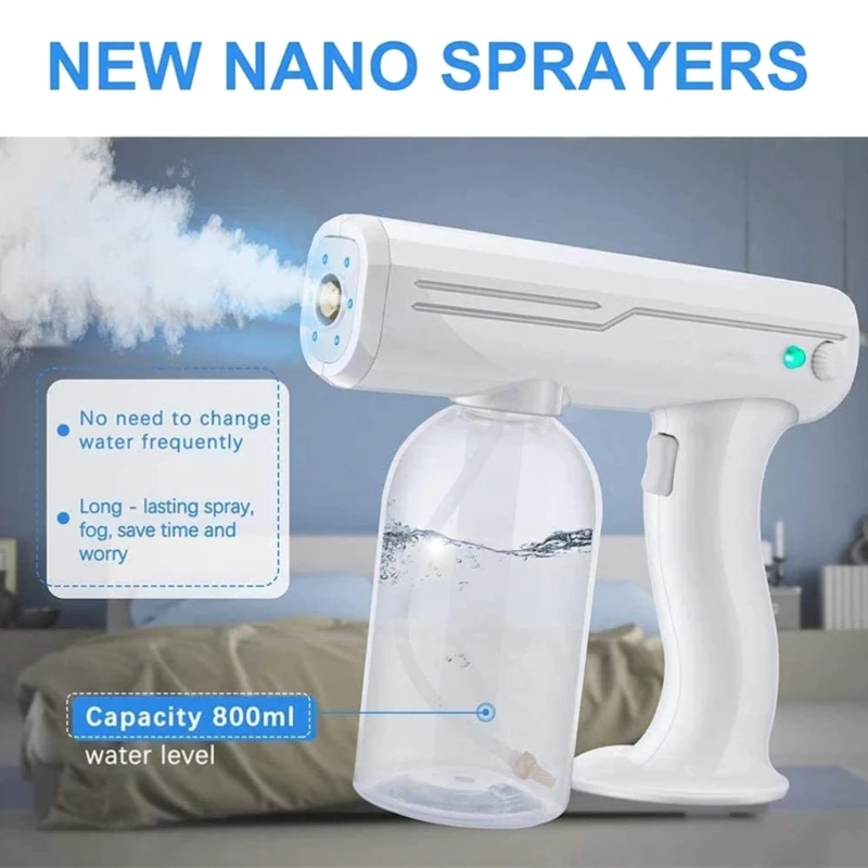 Disinfectant Steam Gun, Handheld Rechargeable Nano Atomizer 27oz Large Capacity ULV Electric Sprayer Nozzle Adjustable 
Disinfectant Steam Gun, Handheld Rechargeable Nano Atomizer 27oz Large Capacity ULV Electric Sprayer Nozzle Adjustable