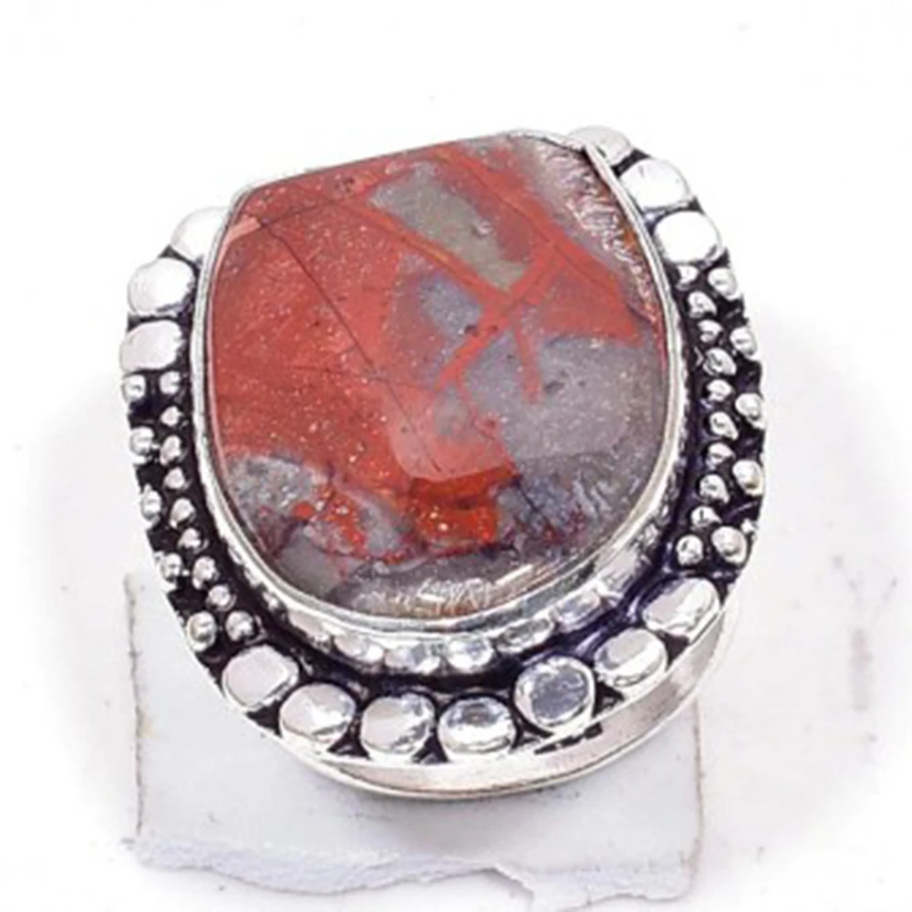 Genuine Red Jasper Ring Silver Overlay over Copper, Hand Made Women Jewelry gift, USA Size : 8 , R6901 
Genuine Red Jasper Ring Silver Overlay over Copper, Hand Made Women Jewelry gift, USA Size : 8 , R6901