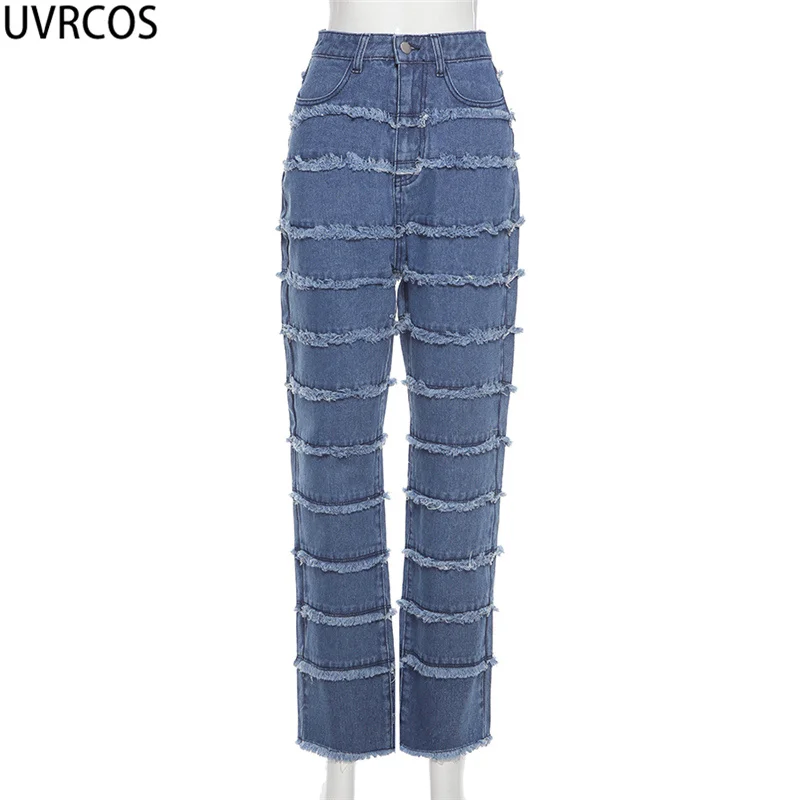 UVRCOS Women's Fashion Jeans 2021 Summer New High Quality Free Shipping Patchwork Tassel Slim Straight Casual Pants For Girls
UVRCOS Women's Fashion Jeans 2021 Summer New High Quality Free Shipping Patchwork Tassel Slim Straight Casual Pants For Girls