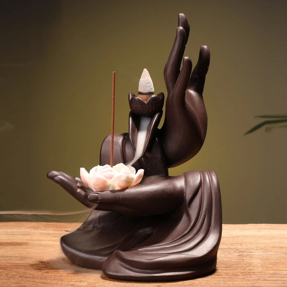 Hand Backflow Incense burner Zen Bergamot Sandalwood Incense burner Reflux Censer Holder Home Decor with 20pcs Incense Cones 
Hand Backflow Incense burner Zen Bergamot Sandalwood Incense burner Reflux Censer Holder Home Decor with 20pcs Incense Cones