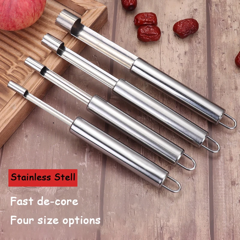 

4pcs Stainless Steel Fruit Corer Red Dates Cherry Apple Pear Corer Fruit Seed Core Remover Slicer Knife Fruit Vegetable Tools