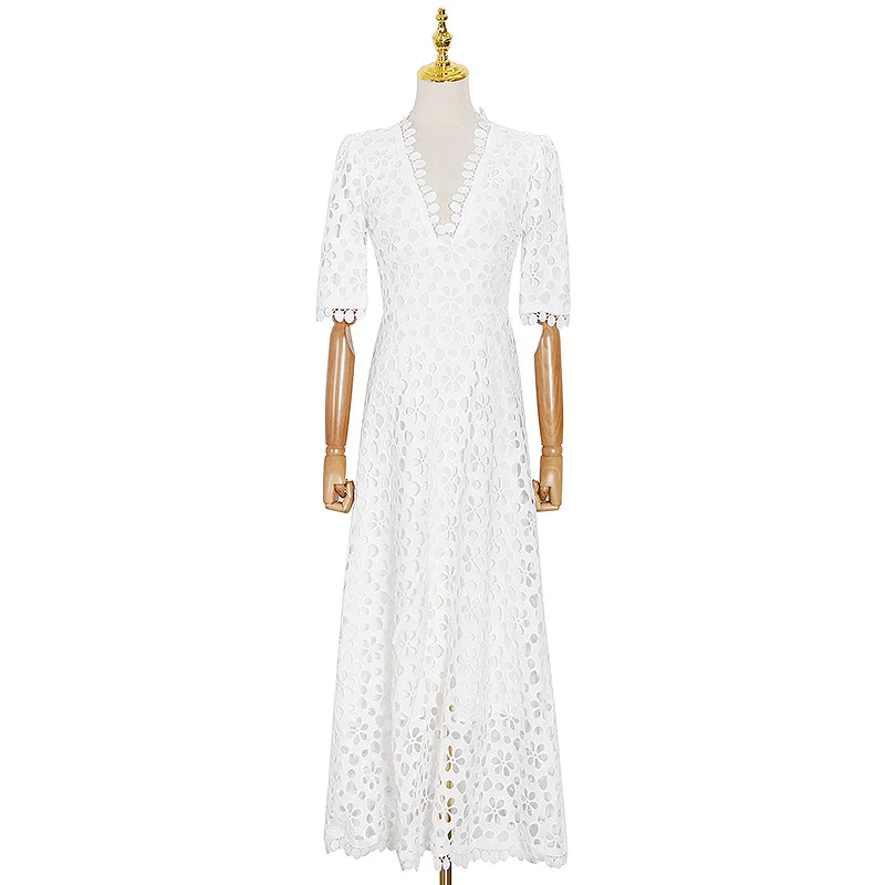 Solid Ankle-Length Dresses for Women 2021 Summer New V-Neck Thin A-LINE Swing Hollow Out Woman Dress Donsignet
Solid Ankle-Length Dresses for Women 2021 Summer New V-Neck Thin A-LINE Swing Hollow Out Woman Dress Donsignet