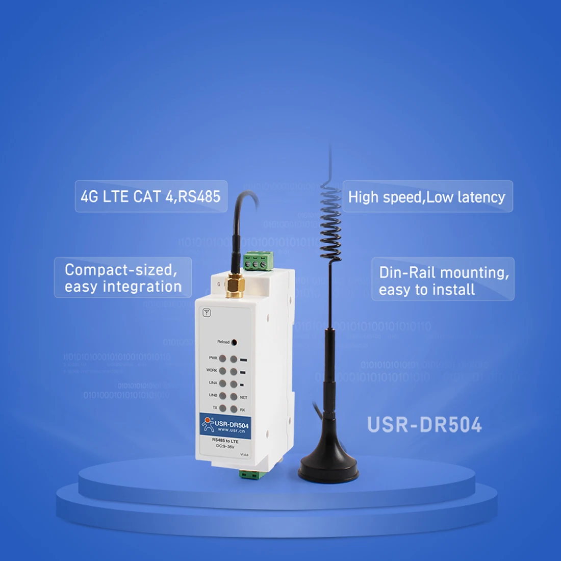USR-DR504 Din Rail Mounted RS485 Industrial Cellular Modems Global Bands with Sim Card Slot RS485 4G Network Data Transmission
USR-DR504 Din Rail Mounted RS485 Industrial Cellular Modems Global Bands with Sim Card Slot RS485 4G Network Data Transmission