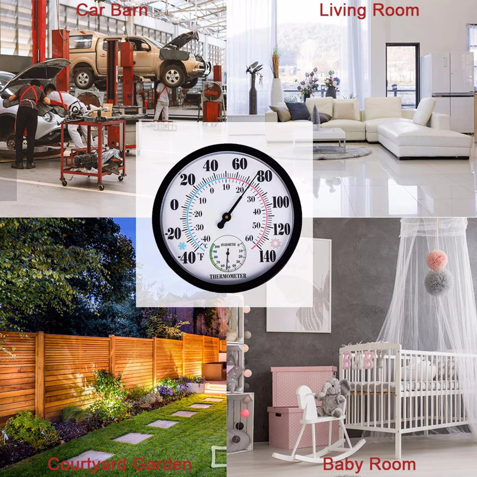Temperature and humidity meter for Indoor Outdoor Thermometer Large Wall Thermometer-Hygrometer Waterproof Does not
Temperature and humidity meter for Indoor Outdoor Thermometer Large Wall Thermometer-Hygrometer Waterproof Does not
