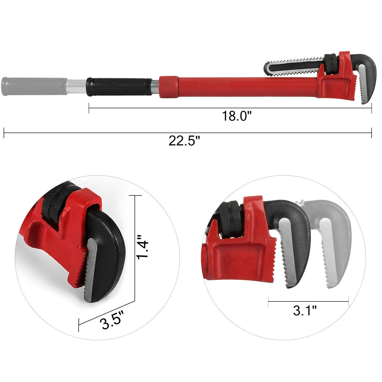 VEVOR Cheater Adaptable Pipe Wrench 18"-24" Straight Extendable Handle Plumbers Tool 3" Jaw Capacity for Pipework Heavy Duty
VEVOR Cheater Adaptable Pipe Wrench 18"-24" Straight Extendable Handle Plumbers Tool 3" Jaw Capacity for Pipework Heavy Duty